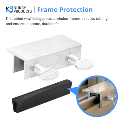 "Nuk3y Sliding Window Security Locks with Rubber Gasket (Aluminum, 12 Pack)" - color: Aluminum, size: 12 Pack