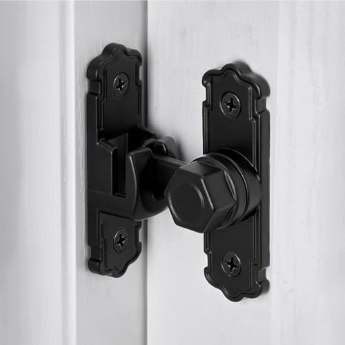 Black 90/180 Degree Barn Door Latches,Aluminum Alloy Flip Latch - color: Black