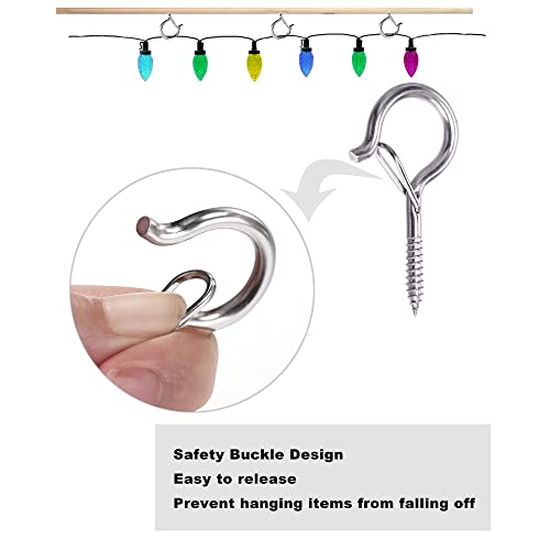 PlusRoc 20 Pack Screw Hooks for Hanging Outdoor Lights(Stainless Steel) - color: Stainless Steel Silver