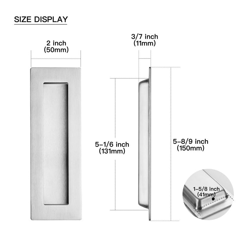 Ravinte 4 Pack Brushed Nickel Sliding Closet Door Handles, 5.9in Length - color: Brushed Nickel, size: 150mm