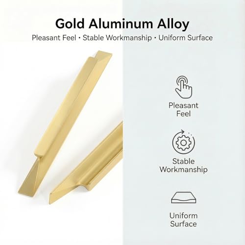 Goldenwarm 10 Pack Gold Cabinet Handles, 3-3/4" Hole Center Finger Pulls - color: Matte Gold, size: 3-3/4in Hole Centers