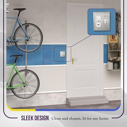 ENERLITES Combination Toggle & Duplex Metal Wall Plate, St&ard, Silver - color: Stainless Steel, size: Standard Size
