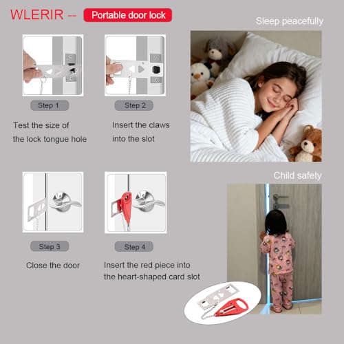 Portable Door Lock, No-Drill Security Lock, Home Door Lock Kit, Lightweight Anti-Theft Latch Protect Family Security and Privacy Fou Traveling, Bedroom, Hotel, Apartment(Balck) - color: Balck