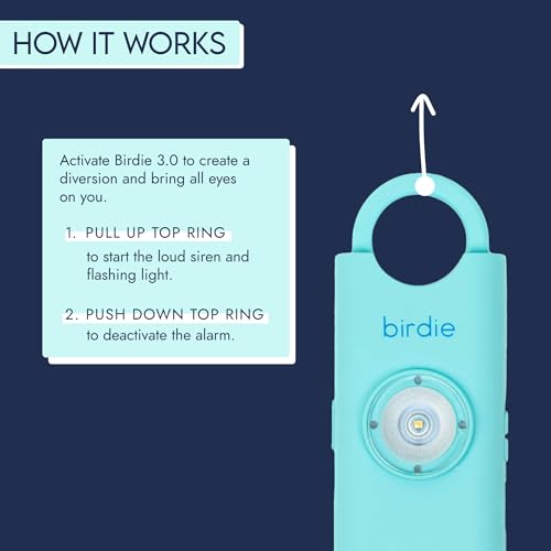 She’s Birdie 3.0 New Version – The Original Personal Safety Alarm for Women by Women–Loud Siren, Flash Light and Rechargeable Battery in a Variety of Colors (Aqua Blue) - color: Aqua Blue