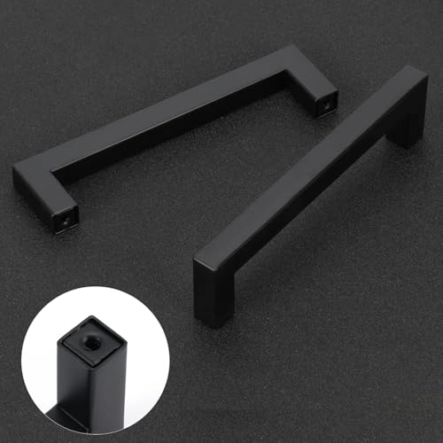 Cabinet Pulls Matte Black Cabinet Handles Square Drawer Pulls, 5 Pack 12-3/5 Inch Stainless Steel Kitchen Door Cupboard Cabinet Handles, Drawer Hardware Handles, 320mm Hole Centers - size: 12-3/5 inch Hole Centers(320mm)