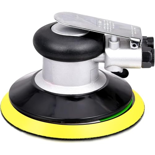 Random Orbital Air Sander 5" Pneumatic Palm Sander DA Sander, Low Vibration Noise Reduction, 12000 RPM, Hook & Loop, for Auto Body, Car Detailing, Wood, Metal Polishing & Buffing - size: 5 inch