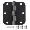 18 Pack Matte Black Door Hinges 3.5" Rounded 5/8" Radius No-Squeak - color: Matte Black No Squeak, size: 18 Pack