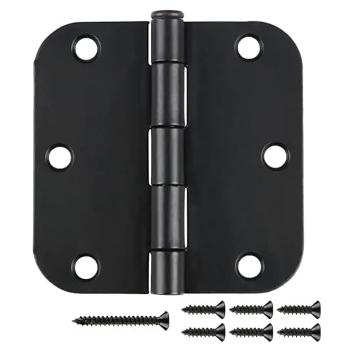 18 Pack Matte Black Door Hinges 3.5" Rounded 5/8" Radius No-Squeak - color: Matte Black No Squeak, size: 18 Pack