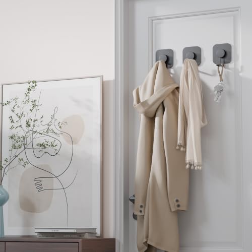 Aikzik 4 Pack Large Heavy Duty Wall Hooks - 26lb Max, Stainless Steel Adhesive Towel Hooks for Hanging Coat, Towel, Robe, Keys, Sticky Shower Hook for Door, Home, Bathroom, Kitchen, Office- Black - color: Black