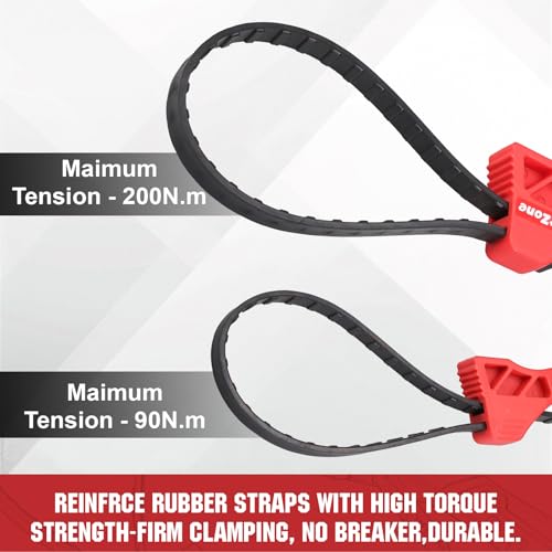 2-piece Rubber Strap Wrench Set, Adjustable Oil Filter Wrench with Anti-Slip Strap (2-piece), 4" & 6" Spanner Wrench for Plumbing, Faucet, Pipe, and Spark Plug