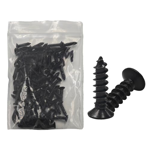 100PCS M4x16mm Black Phillips Flat Head Wood Screws Carbon Steel Self-Tapping Fasteners for Indoor Furniture Woodworking DIY Projects Cabinet Assembly Hardware - size: M4x16mm