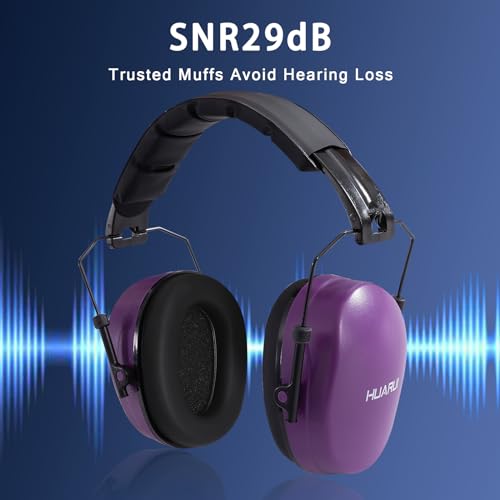 Safety Earmuffs for Ear Protection SNR 29 dB Noise Cancelling Ear muff Shooting Hunting Construction Noise Reduction - color: Purple