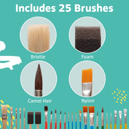 Artlicious Craft Paint Brushes Set for Kids, Acrylic Painting, 25 Pack - style: 25 Pack