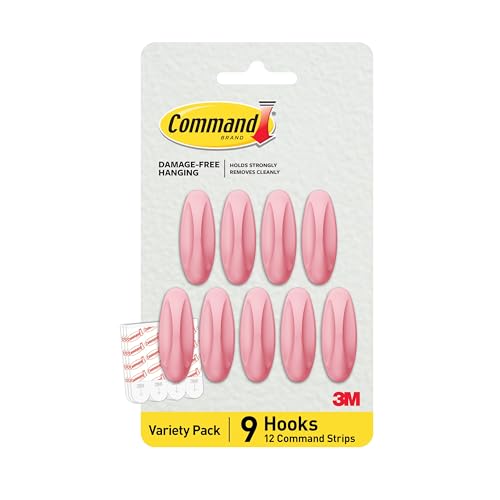 Command Medium Designer Hooks, 9 Hooks, 12 Strips - color: Blossom