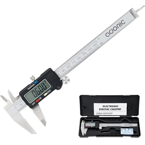 Adoric Digital Caliper, Electronic Digital Caliper Stainless Steel Body with Large LCD Screen | 0-6 Inches | Inch/Millimeter Conversion - color: Silver, size: 6"