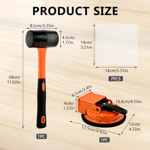 Floor Gap Repair Kit – Rubber Mallet + 7 Sticky Pads, Enhanced Suction Cup for Vinyl/Laminate