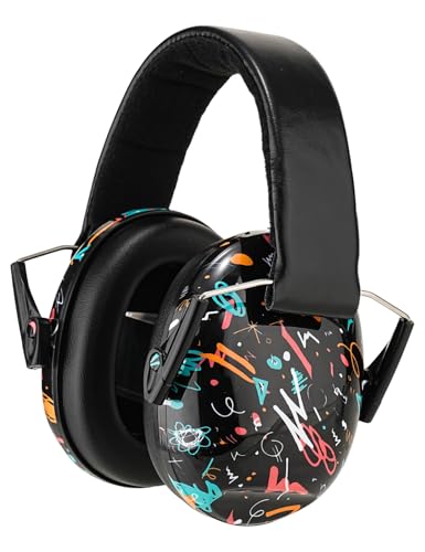 Kids Noise Canceling Earmuffs, 25-30dB Noise Reduction Ear Protection, Adjustable Headband Concert Fireworks, Autism - color: Bkty