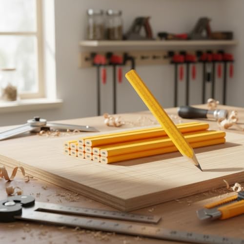 KR. LIF Carpenter Pencils with CM Scale – Framing Construction Pencil for Contractor & Woodworking 14-Pack (Yellow) - color: Yellow
