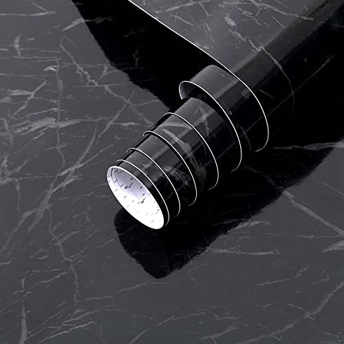 Arthome Black Marble,17"x120" Inches Peel and Stick Wallpaper, Black Marble Contact Paper Self-Adhesive and Removable Vinyl Wallpaper Waterproof Contact Paper for Cabinets Countertops Wall Covering - color: Black Marble, size: 17" x 120"