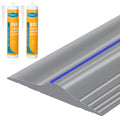 ToLanbbt 16.5Ft/5M Universal Garage Threshold Seal Strip with 300ml Black Sealants/Adhesives, Garage Door Bottom Weatherproof Strip Rubber DIY Weather Stripping Replacement (Grey-Blue Line) - color: Grey+Blue, size: 16.5 Ft (incl. 2 adhesives)