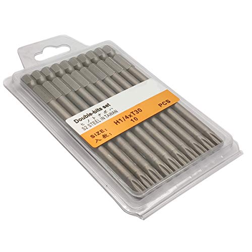 10PCS 4"/100mm T30 Torx Head Screwdriver Bit Set, 1/4 Inch Hex Shank with Quick Release Slot,S2 Steel Magnetic Security Tamper Proof Star 6 Point Screw Driver Kit Tools - color: 100mm/4inch, size: T30