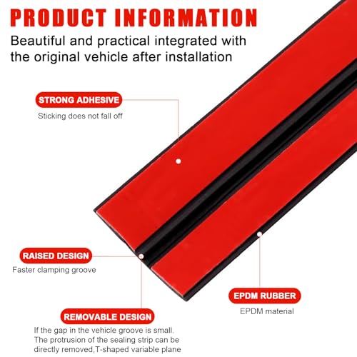 16.4Ft Car Sunroof Seal Car Windshield Seal Strip Universal Windshield Weather Stripping T Shape Windshield Rubber Seal for Roof Sunroof Front Rear Windshield (27mm), Black, MFT002-5M27 - size: 1.06 in x 16 ft