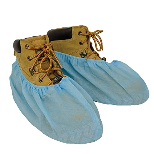 ShuBee Original Disposable, Extra-Large Boot and Shoe Covers, Thicker & Stronger, Durable Protection for Floors - 50 Pairs - color: Light Blue