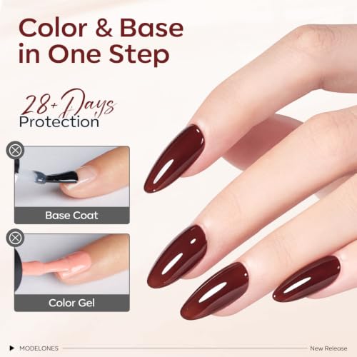 modelones Fall Jelly Rubber Base Gel Polish Set Brown Burgundy 6 Color Gift - color: Autumn Base Color
