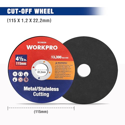 WORKPRO 4-1/2 x 7/8 Inch Cut-Off Wheels, 20 Pack Thin Metal Cutting Discs