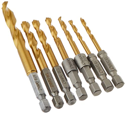 DEWALT Drill Bit Set, Impact Ready, Titanium Nitride Coated, 7-Piece (DD5157)