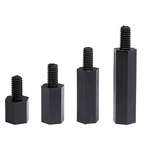Litorange 320PCS M3 Male Female Nylon Hex Spacer Standoff Screw Nut Threaded Pillar PCB Motherboard Assorted Assortment Kit (Black)
