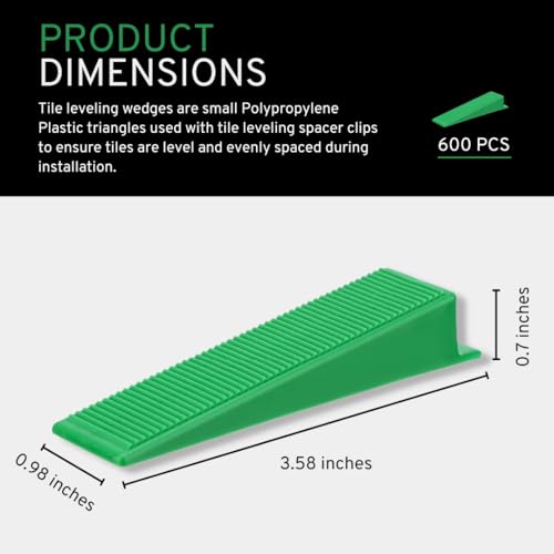 600 Tile Leveling Wedges for Tile Spacer Leveling System – Durable Plastic Wedges for Precise Tile Installation and Lippage Prevention - color: 600 Wedges