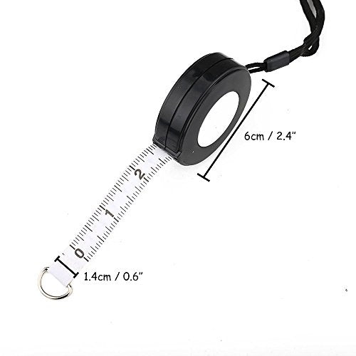 80'' 205cm Black Retractable Tape Measure with Black Rope - color: Black, size: 2.1 m