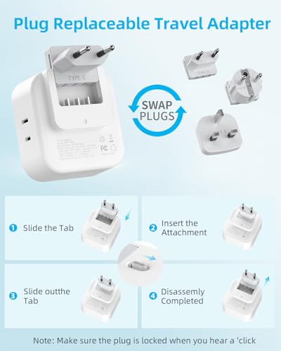 European Travel Plug Adapter Set, 8-in-1 Travel Adapter with 4 Outlets - style: World Adapter+Type C/G/E F