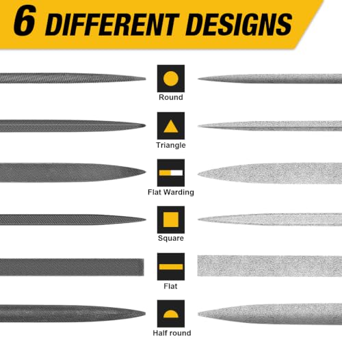 13PC Needle File Set,Small File Set,Needle Files for Metal File Set - color: 13PCS Needle File (Black+Yellow)