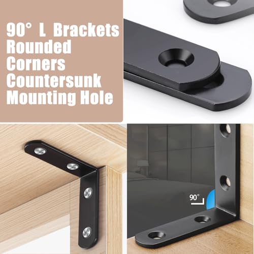 L Brackets, 2 inch Angle Corner Braces with Screws for Wood Furniture - style: 2inch L Shape Black 18pcs