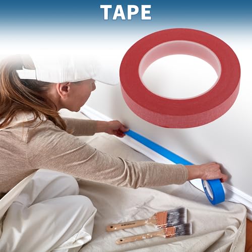 Painters Tape Easy Removal 0.8 Inches x 52.5 Yards Red - color: Red, size: 0.8 Inches x 52.5 Yards
