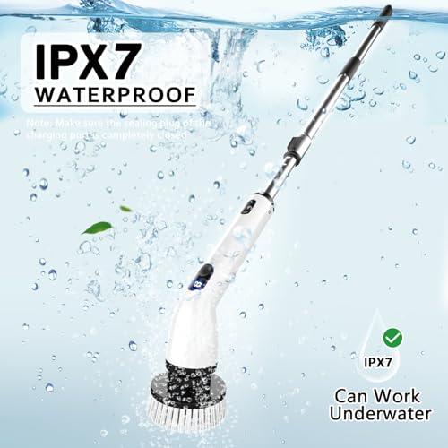 TUYU Electric Spin Scrubber,8 Replaceable Brush Heads for Home - color: Grey White