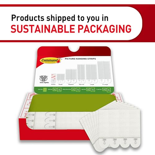Command Picture Hanging Strips, Medium, White, Holds up to 12 lbs., 16-Pairs (32-Strips), Easy to Open Packaging - size: 16 Pairs