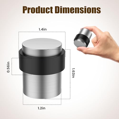 4 Pack Silver Brushed Finish Door Stoppers for Floor Mounting， Door Stopper Heavy Duty，304 Stainless Steel Cylindrical Made with Rubber Bumper，Floor Mount Door Holder Keep Door Open - color: Silver Brushed Finish, size: 4 Pcs
