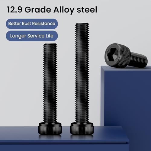 30pcs M6 x 35mm Hex Socket Head Cap Screws Bolts, 12.9 Grade Alloy Steel, Black Oxide Finish, Allen Socket Drive, Full Threads,with Hex Spanner - size: M6x35mm