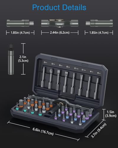 AMIR 42 in 1 Ratchet Screwdriver Set, Magnetic Screwdriver Set with 40 PCS Multi Bit, DIY Repair Tool Kit with Ratchet T Handle, Screw Driver Set Kit for Tools,Bicycle,Electronic Repair - color: Grey