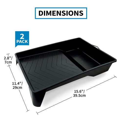 PD 9 Inch Paint Roller Tray, 2-Pack, Deep Pocket, Black Plastic - color: Tray (Black) – 2 Pack, size: 9-inch