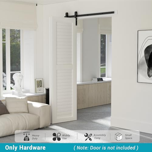 60" Bi-Folding Sliding Barn Door Hardware Track Kit,Smoothly&Quietly,Side Mounted Black Roller,Easy Install,Door Not Included [Fit Double 28" Bifold Doors] - size: 60" for 2 Doors