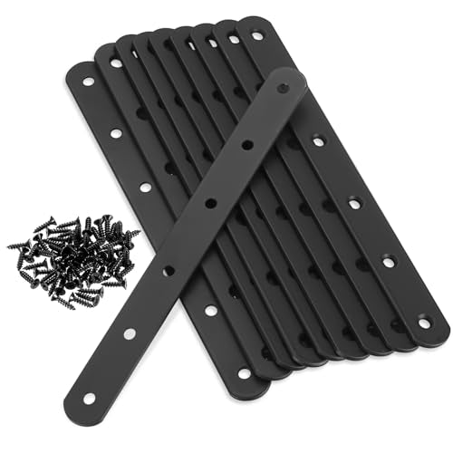 Flat Straight Braces, Black Mending Plate, Heavy Duty Metal Straight Brackets, Repair Joining Bracket, Repair Plates Fixing Bracket Connector for Wood, Furniture, with Screws