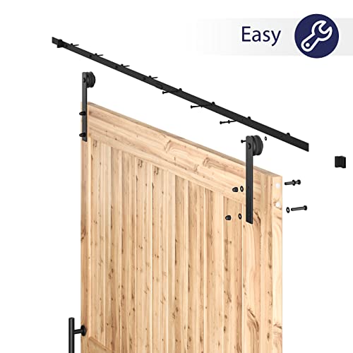 SMARTSTANDARD 11 FT Heavy Duty Sturdy Sliding Barn Door Hardware Kit Black - size: 11 Feet