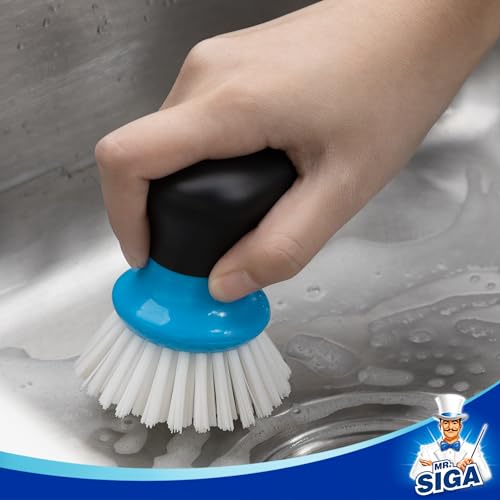 MR.SIGA Dish Scrub Brush, Palm Brush Dish Scrubber, Blue, Pack of 2 - color: Blue