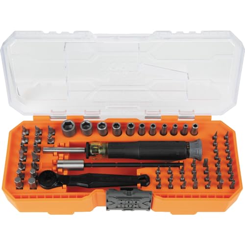 Klein Tools 32787 64-Piece Micro-Ratchet Bit Precision Driver Set with Modular Case, Magnetic, Precision, Standard Bits and Nut Drivers - style: Ratchet & Driver Set