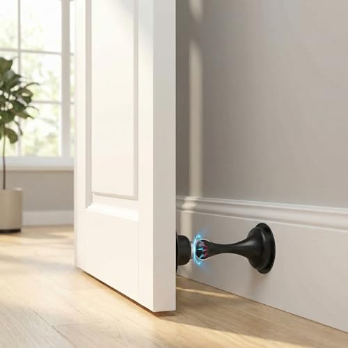 Magnetic Door Stopper 2 Pack, Multi-Angle Wall Guard, Matte Black - color: Matte Black