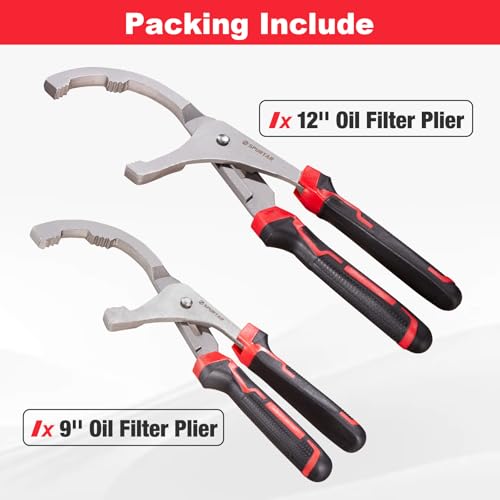 Spurtar Oil Filter Wrench Set, 9'' & 12'' Universal Oil Filter Removal Tool - size: 9" & 12" Pliers: 1-3/4" - 3-3/4"